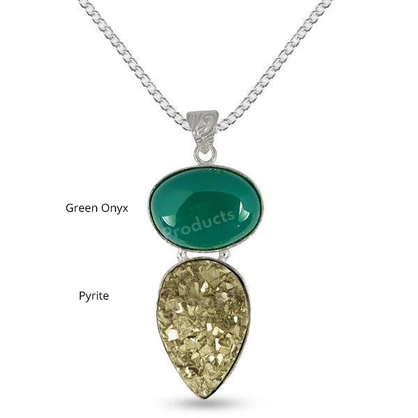 Natural Crystal Stone Pendant - Locket with Metal Chain