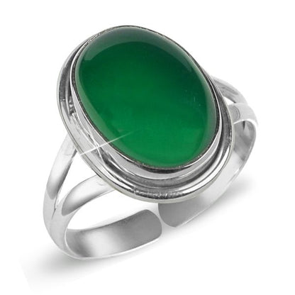 Natural Crystal Gemstone Adjustable Silver Ring for Unisex