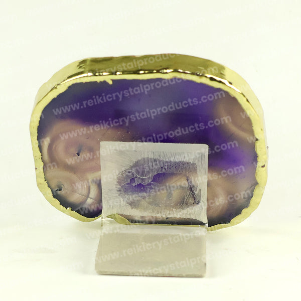 Crystal Stone Agate Gurunanak Sileces & Coaster for Table Decoration