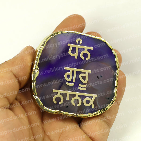 Crystal Stone Agate Gurunanak Sileces & Coaster for Table Decoration