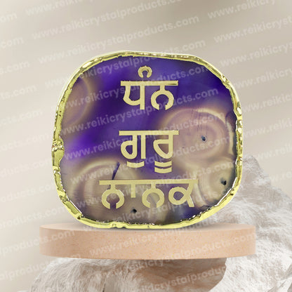 Crystal Stone Agate Gurunanak Sileces & Coaster for Table Decoration