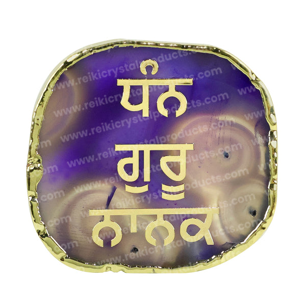 Crystal Stone Agate Gurunanak Sileces & Coaster for Table Decoration