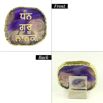 Crystal Stone Agate Gurunanak Sileces & Coaster for Table Decoration