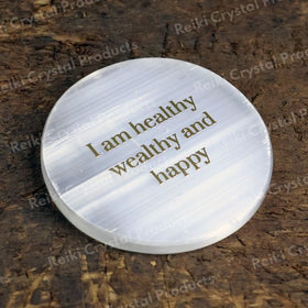 Selenite I am Healthy Charging Plate for Reiki Crystal Cleansing Size 7.6 cm (3 inch)