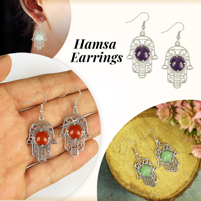 Crystal Stone Hamsa Shape Earrings for Girls Women
