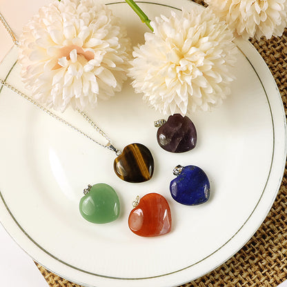 Natural Crystal Stone Heart Shape Pendant/Locket Size 25-30 mm with Metal Chain