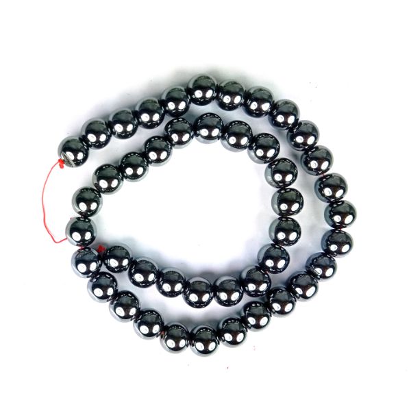 Hematite 10 mm Round Loose Beads 35-40 pcs for Making Bracelet Mala Necklaces