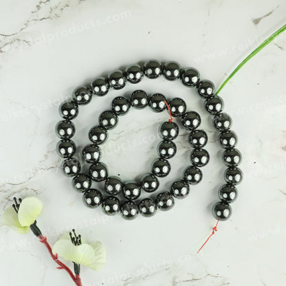 Hematite 10 mm Round Loose Beads 35-40 pcs for Making Bracelet Mala Necklaces