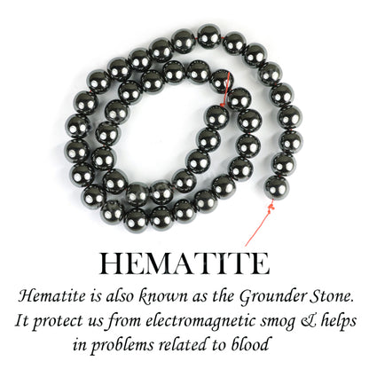 Hematite 10 mm Round Loose Beads 35-40 pcs for Making Bracelet Mala Necklaces