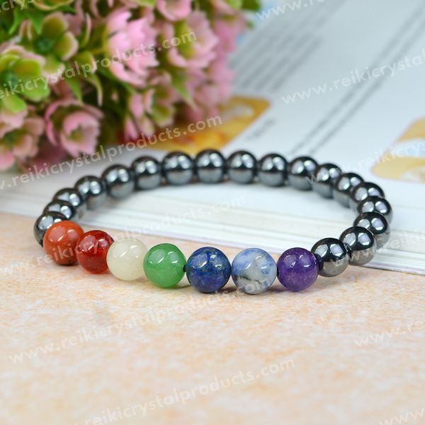 Natural Crystal Stone with 7 Chakra 8 mm Bracelet for Unisex