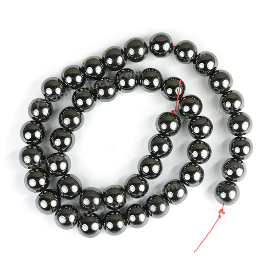Hematite 10 mm Round Loose Beads 35-40 pcs for Making Bracelet Mala Necklaces
