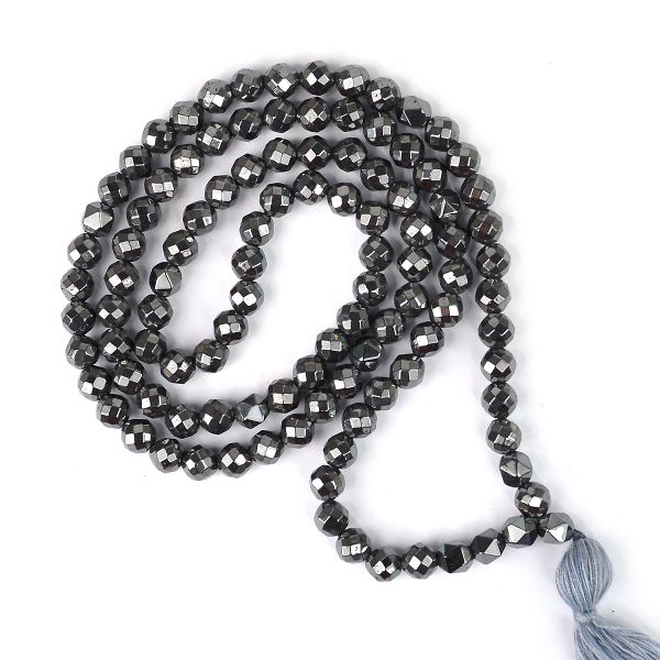 Natural Crystal Stone 6 mm 108 Faceted Beads Jaap Mala for Unisex