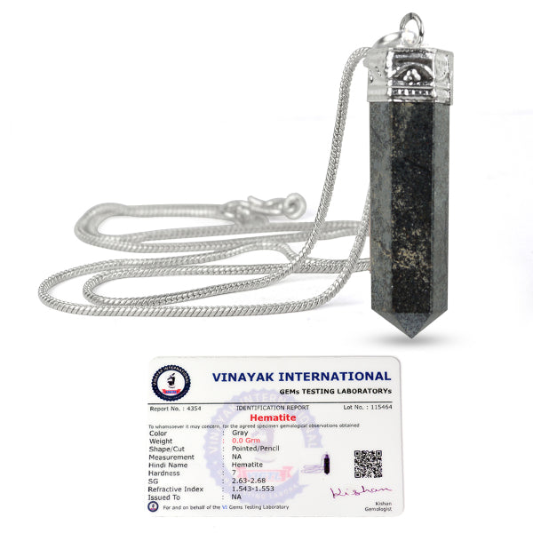 Certified AAA Natural Crystal Stone Pencil Shape Pendant - Locket with Metal Chain