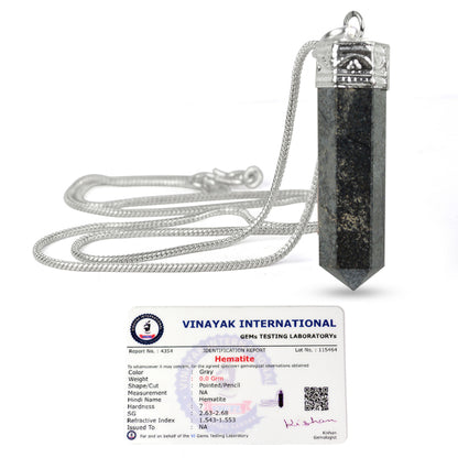 Certified AAA Natural Crystal Stone Pencil Shape Pendant - Locket with Metal Chain