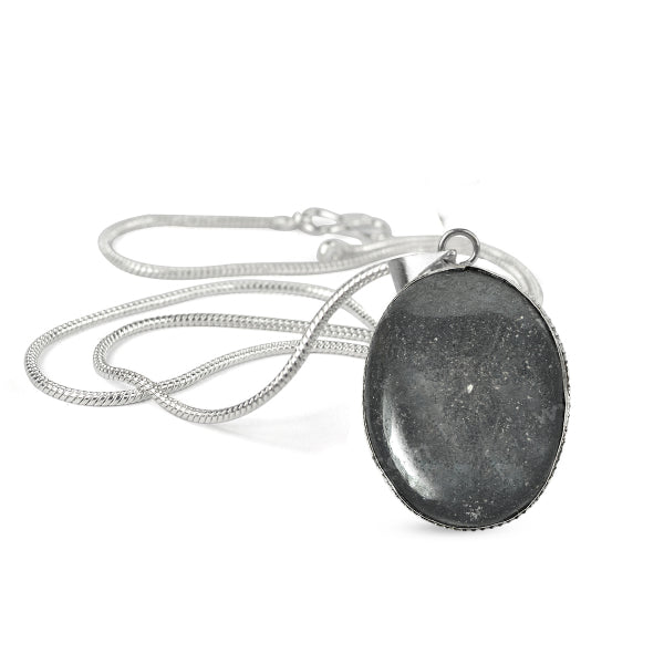 Natural Crystal Stone Oval Shape Pendant - Locket with Metal Chain