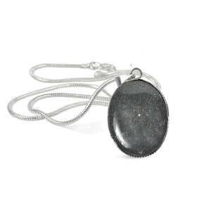 Natural Hematite Oval Shape Pendant with Metal Chain