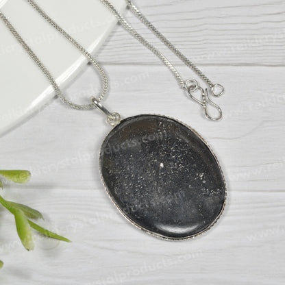 Hematite Oval Shape Pendant with Chain