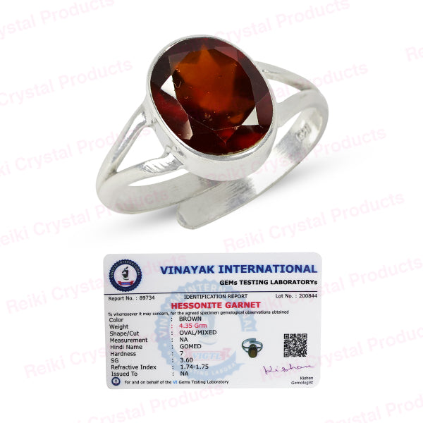 Natural Certified Original Gemstone Adjustable Silver Ring for Unisex