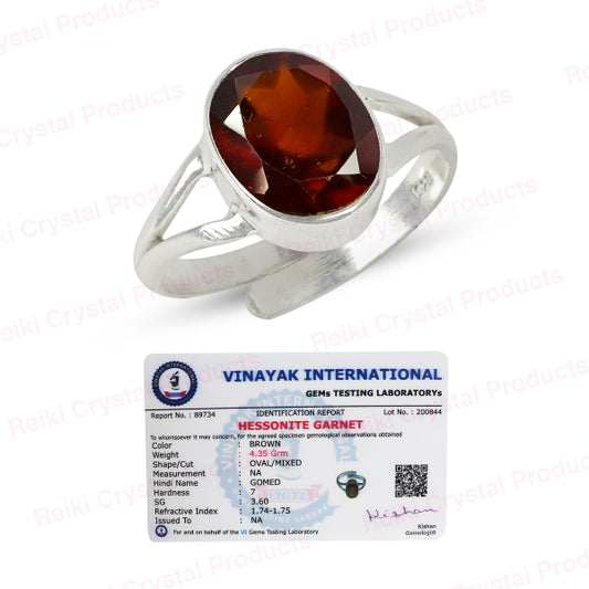 Natural Certified Original Gemstone Adjustable Silver Ring for Unisex