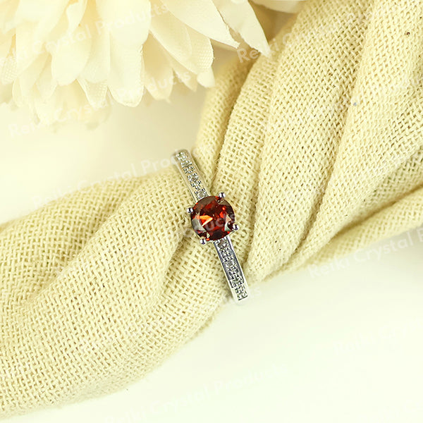 AAA Adjustable Garnet Hessonite Gomed Gemstone Ring for Women Girls