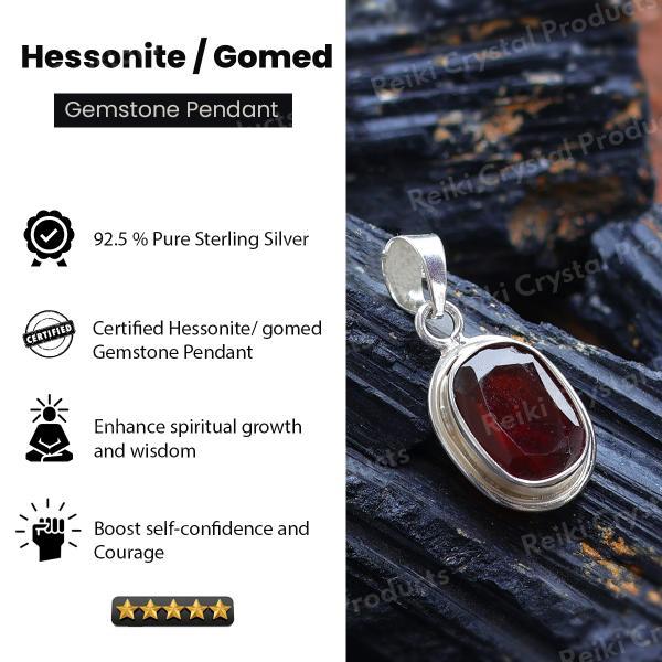 Natural Certified Gomed Hessonite Gemstone Pendant Original Silver 92.5 Pendant 6 CT