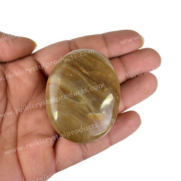 Natural Yellow Honey Calcite Palm Stone 5 cm Healing Crystal