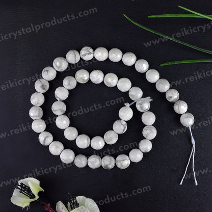 Howlite 8 mm Faceted Beads for Jewelery Making Bracelet, Necklace / Mala