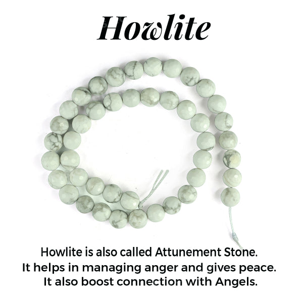 Howlite 8 mm Faceted Beads for Jewelery Making Bracelet, Necklace / Mala