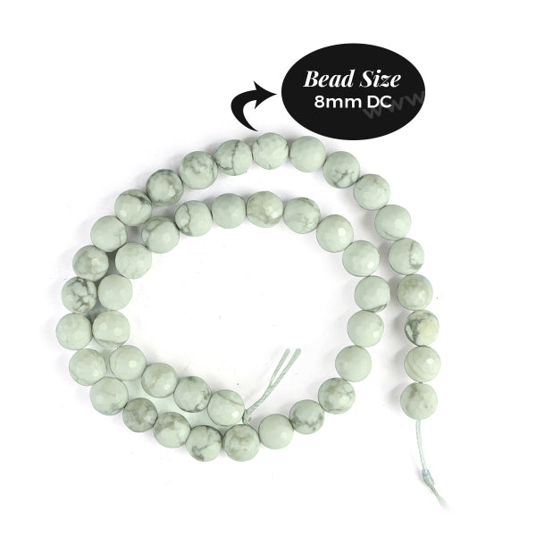 Howlite 8 mm Faceted Beads for Jewelery Making Bracelet, Necklace / Mala