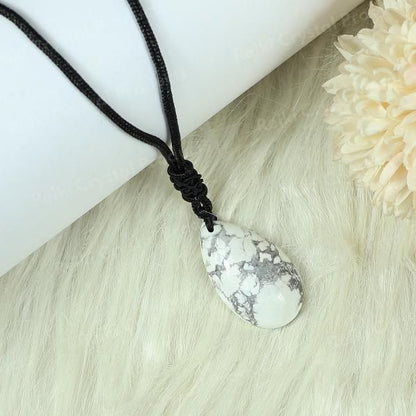 Natural Crytal Stone Drop Shape Pendant with Thrad for Unisex