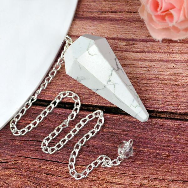 howlite Six faceted dowser pendulum charged by Reiki Grandmaster