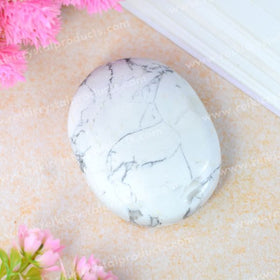 White Howlite Polished Palm Stone for Meditation