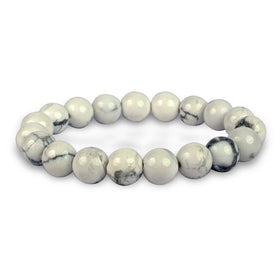 Natural Howlite Bracelet 10 mm – Healing Stone for Patience & Emotional Balance