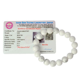 Certified Howlite 10 mm Round Bead Bracelet
