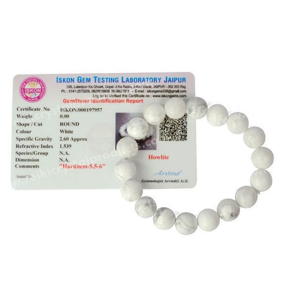 Certified Howlite 10 mm Round Bead Bracelet