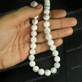 Howlite gemstone 10mm round beads strand with white grey veins