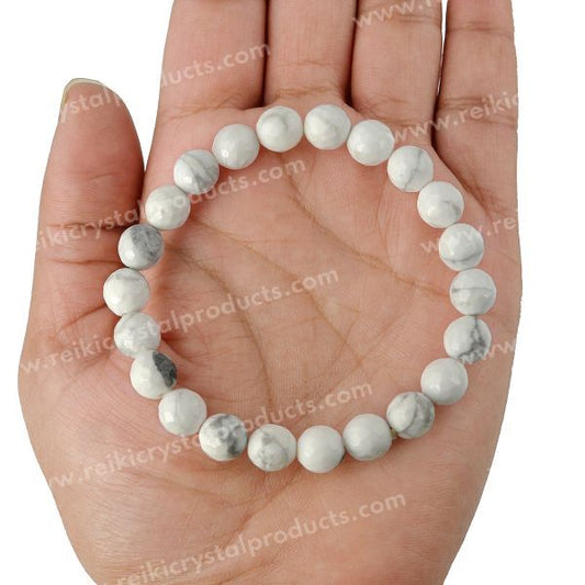 Howlite Certificate 8 mm Faceted Bead Bracelet