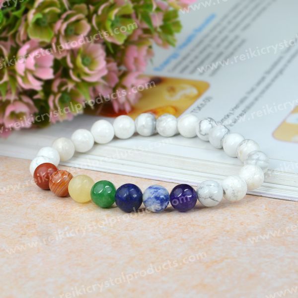 Natural Crystal Stone with 7 Chakra 8 mm Bracelet for Unisex