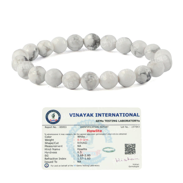 Howlite Certificate 8 mm Faceted Bead Bracelet
