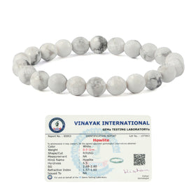Howlite Certificate 8 mm Faceted Bead Bracelet
