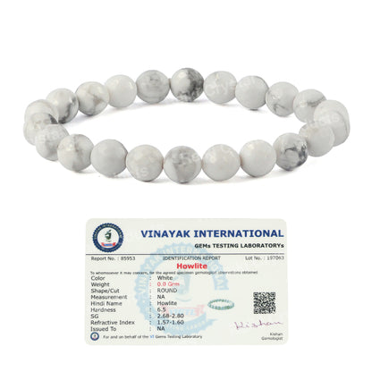 Howlite Certificate 8 mm Faceted Bead Bracelet