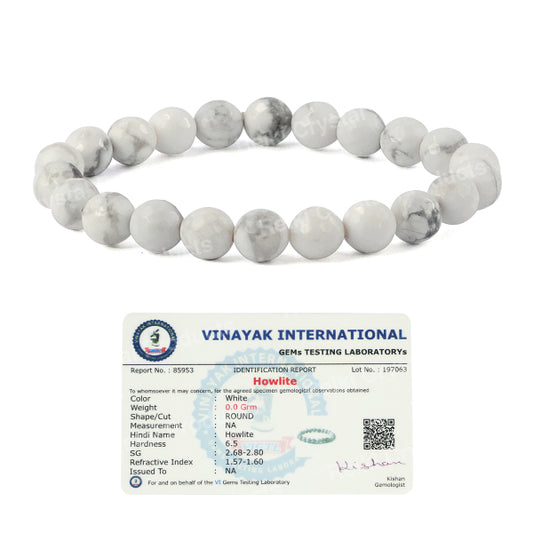 Howlite Certificate 8 mm Faceted Bead Bracelet