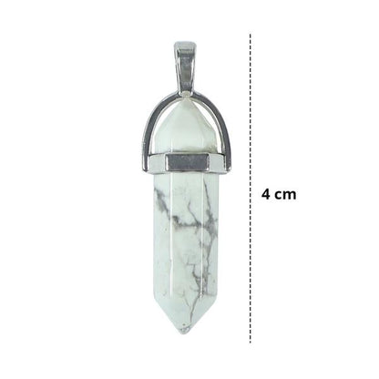 Natural Howlite Crystal Stone Pencil Shape Pendant Locket with Chain for Unisex