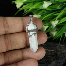 Natural Howlite Crystal Stone Pencil Shape Pendant Locket with Chain for Unisex