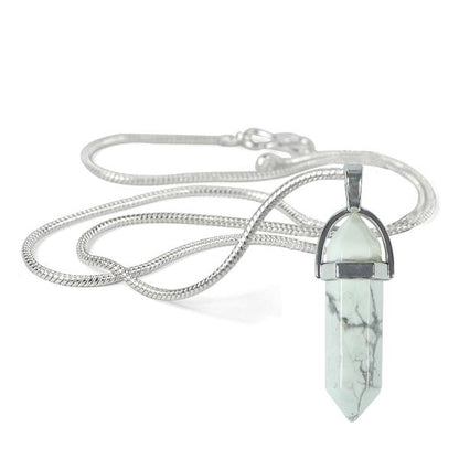 Natural Howlite Crystal Stone Pencil Shape Pendant Locket with Chain for Unisex