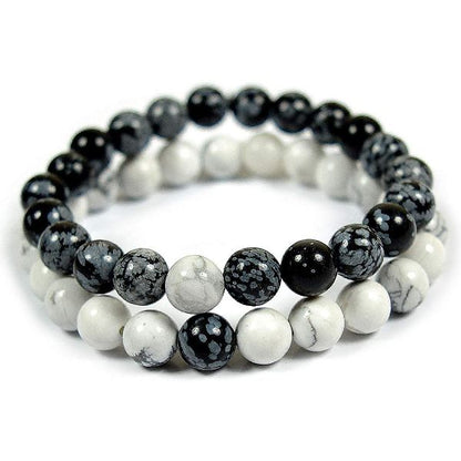 Natural Crystal Stone 8 mm Round Beads Couple Combo Bracelet