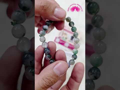Certified Moss Agate 8 mm Round Bead Bracelet