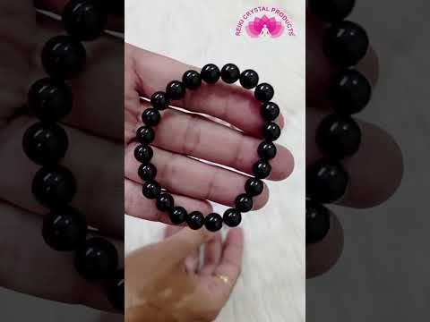 Certified Black Obsidian 8 Mm Round Bead Bracelet