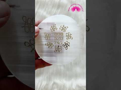 Selenite Zibu Symbol Charging Plate for Reiki Crystal Cleansing Size 7.6 cm (3 inch)