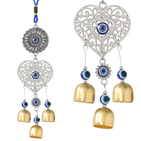 Feng Shui Heart Evil Eye Wind Chime Hanging for Window Balcony Decor Home Endurance Door Decoration